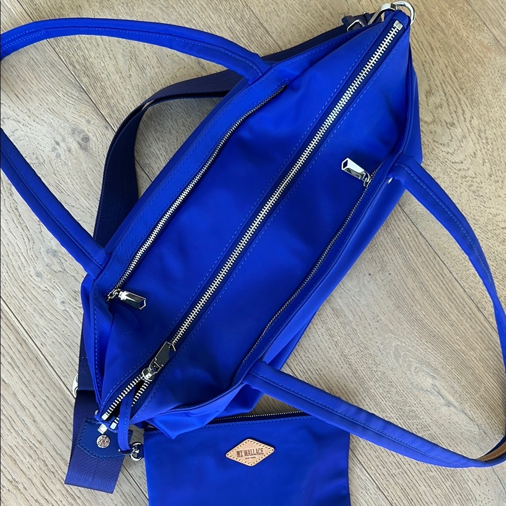 MZ Wallace Royal Blue Nylon Tote with Removable Pouch - Picture 5 of 6